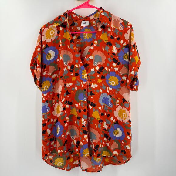 CABI Blouse Size Small 5892 Replay Floral Short Sleeve V-Neck Tunic Office Work - Picture 16 of 16